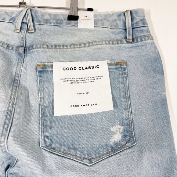 Good American Good Classic Jeans Women Blue High Rise Distressed Denim Sz 16 NEW - Picture 6 of 12